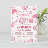 Snoep Sweet One 1e Verjaardagsuitnodiging Kaart (Staand voorkant)