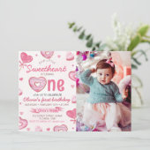 Snoep Sweet One 1e Verjaardagsuitnodiging Kaart (Staand voorkant)