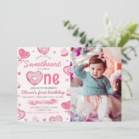 Snoep Sweet One 1e Verjaardagsuitnodiging Kaart (Staand voorkant)