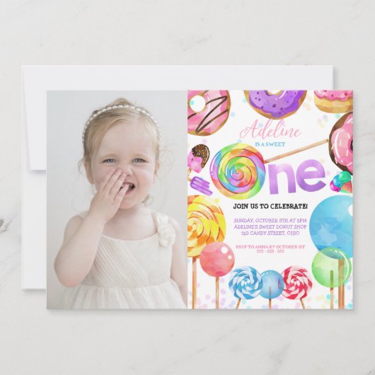 Snoep Sweet One 1st Verjaardag Meisje Schattige Kl Kaart (Voorkant)