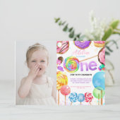 Snoep Sweet One 1st Verjaardag Meisje Schattige Kl Kaart (Staand voorkant)