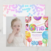 Snoep Sweet One 1st Verjaardag Meisje Schattige Kl Kaart (Voorkant / Achterkant)