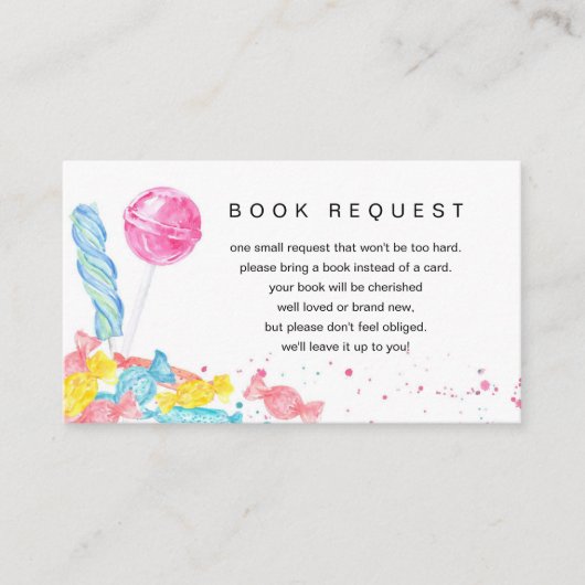 Snoep Sweet Shop Baby shower Boekaanvraag Informatiekaartje (Voorkant)