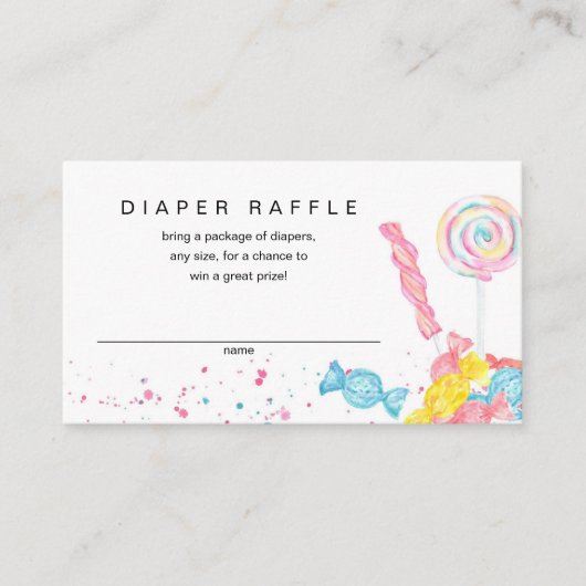 Snoep Sweet Shop Baby shower Luier Raffle Informatiekaartje (Voorkant)