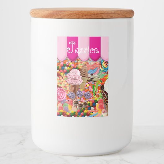 Snoep Sweet Sixteen Ice Cream Monogram Voedselcontainer Etiket (Voorkant)