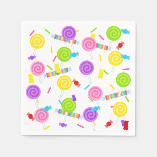 Snoep Sweet Treats en Lollipops papieren servetten (Voorkant)