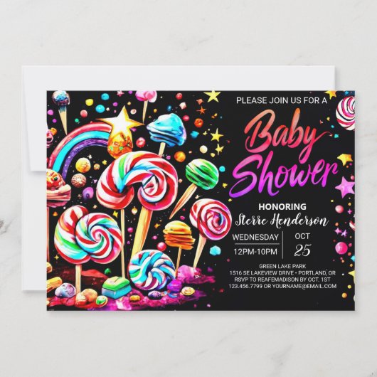 Snoep Sweet Wonderland Baby shower Kaart (Voorkant)