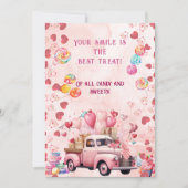Snoep Sweets Ballons Truck Kinder Roze Valentijns Feestdagenkaart (Voorkant)