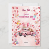 Snoep Sweets Ballons Truck Kinder Roze Valentijns Feestdagenkaart (Achterkant)