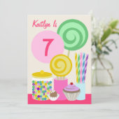 Snoep & Sweets Birthday Party Invitation Kaart (Staand voorkant)