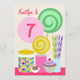 Snoep & Sweets Birthday Party Invitation Kaart