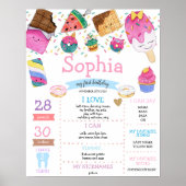 Snoep Sweets Girl First Birthday Milestone Poster (Voorkant)