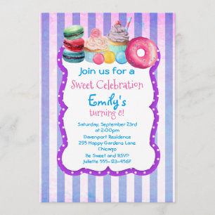 Snoep taart en gebak Sweet verjaardagsfeestje uitn Kaart