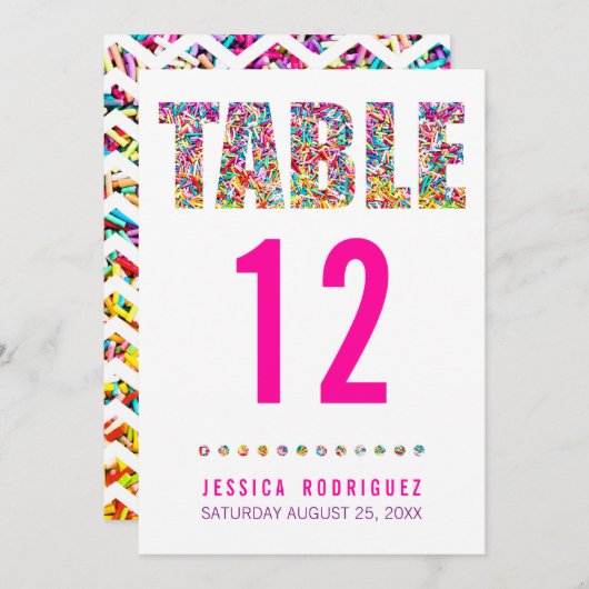 Snoep TABEL NUMMER KAART (Voorkant / Achterkant)