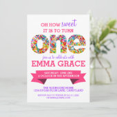 Snoep thema 1e verjaardag Sprinkles nodigt uit Kaart (Staand voorkant)