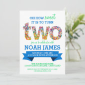 Snoep thema 2e verjaardag Sprinkles BLUE Kaart (Staand voorkant)