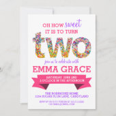 Snoep thema 2e verjaardag Sprinkles nodigt uit Kaart (Voorkant)