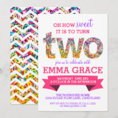 Snoep thema 2e verjaardag Sprinkles nodigt uit Kaart (Voorkant / Achterkant)