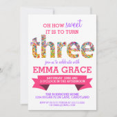 Snoep thema 3e verjaardag springen kaart (Voorkant)