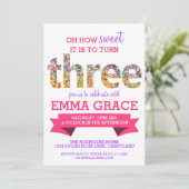 Snoep thema 3e verjaardag springen kaart (Staand voorkant)