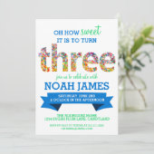 Snoep Thema 3rd Birthday Party Sprinkles BLUE Kaart (Staand voorkant)