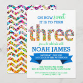 Snoep Thema 3rd Birthday Party Sprinkles BLUE Kaart (Voorkant / Achterkant)