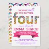 Snoep Thema 4e Verjaardag Party Sprinkles Uitnodig Kaart (Voorkant / Achterkant)