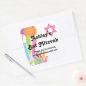 Snoep Thema Bat Mitzvah Favor Vierkante Sticker (Envelop)