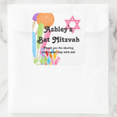 Snoep Thema Bat Mitzvah Favor Vierkante Sticker (Tas)