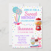 Snoep Thema Candyland Birthday Party Invitation Kaart (Voorkant)