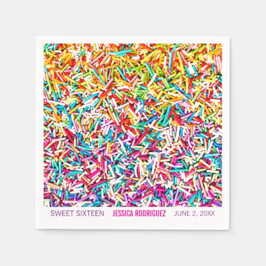 Snoep Thema Party Servet Sprinkles Sweet 16 (Voorkant)