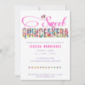 Snoep Thema Quinceañera Verjaardagsuitnodiging Kaart (Voorkant)