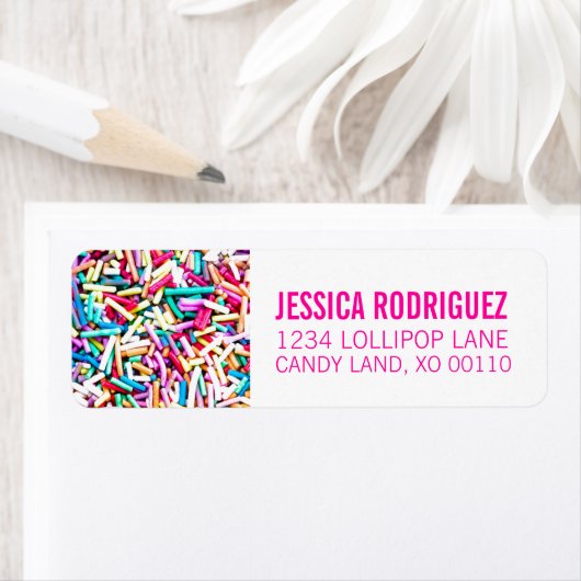 Snoep Thema RETOURADRES LABEL Sprinkles (Insitu)