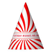 Snoep thema rood wit verjaardagsviering feesthoedjes (Voorkant)