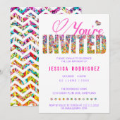 Snoep Thema Sprinkles Birthday Party Uitnodiging (Voorkant / Achterkant)