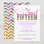 Snoep thema SWEET 15 uitnodiging (Voorkant / Achterkant)