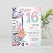 Snoep Thema Sweet 16 Verjaardagsuitnodiging Kaart (Staand voorkant)