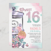 Snoep Thema Sweet 16 Verjaardagsuitnodiging Kaart (Voorkant / Achterkant)