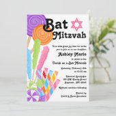 Snoep Theme Bat Mitzvah Kaart (Staand voorkant)