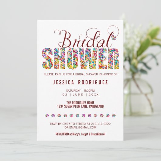 Snoep Theme CUSTOM COLOR Vrijgezellenfeest Party Kaart (Staand voorkant)