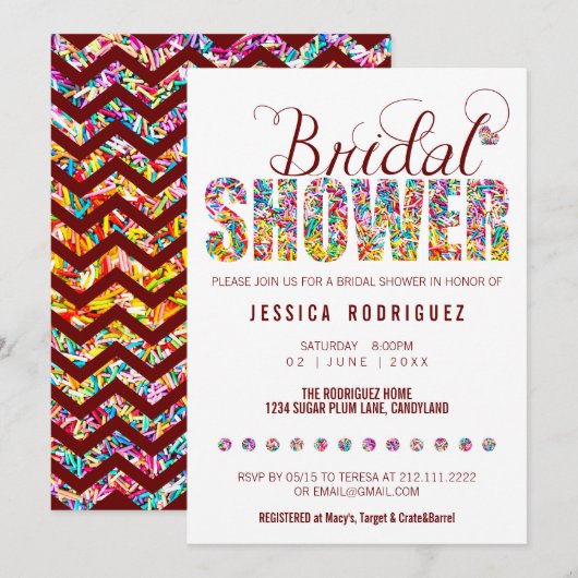 Snoep Theme CUSTOM COLOR Vrijgezellenfeest Party Kaart (Voorkant / Achterkant)