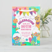 Snoep Theme Meisje's Kleurrijke Regenboog Verjaard Kaart (Staand voorkant)