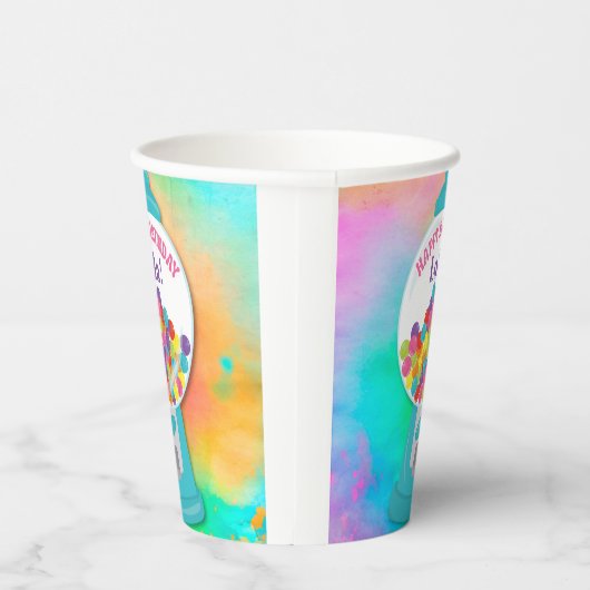 Snoep Theme Meisje's Kleurrijke Regenboog Verjaard Papieren Bekers (Rechts)