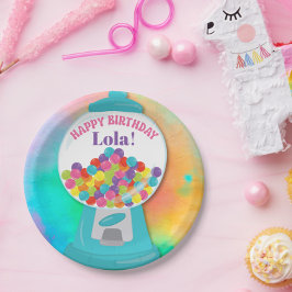 Snoep Theme Meisje's Kleurrijke Regenboog Verjaard Papieren Bordje