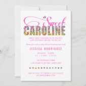 Snoep Theme Sweet Caroline Baby shower Uitnodiging (Voorkant)