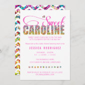 Snoep Theme Sweet Caroline Baby shower Uitnodiging (Voorkant / Achterkant)