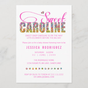 Snoep Theme Sweet Caroline Baby shower Uitnodiging