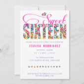 Snoep Theme Sweet Sixteen Birthday Uitnodiging (Voorkant)