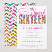 Snoep Theme Sweet Sixteen Birthday Uitnodiging (Voorkant / Achterkant)