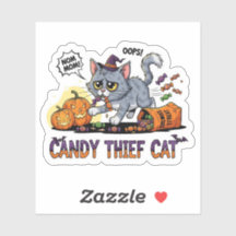 Snoep Thief Cat – Grappige Halloween Vinyl Sticker